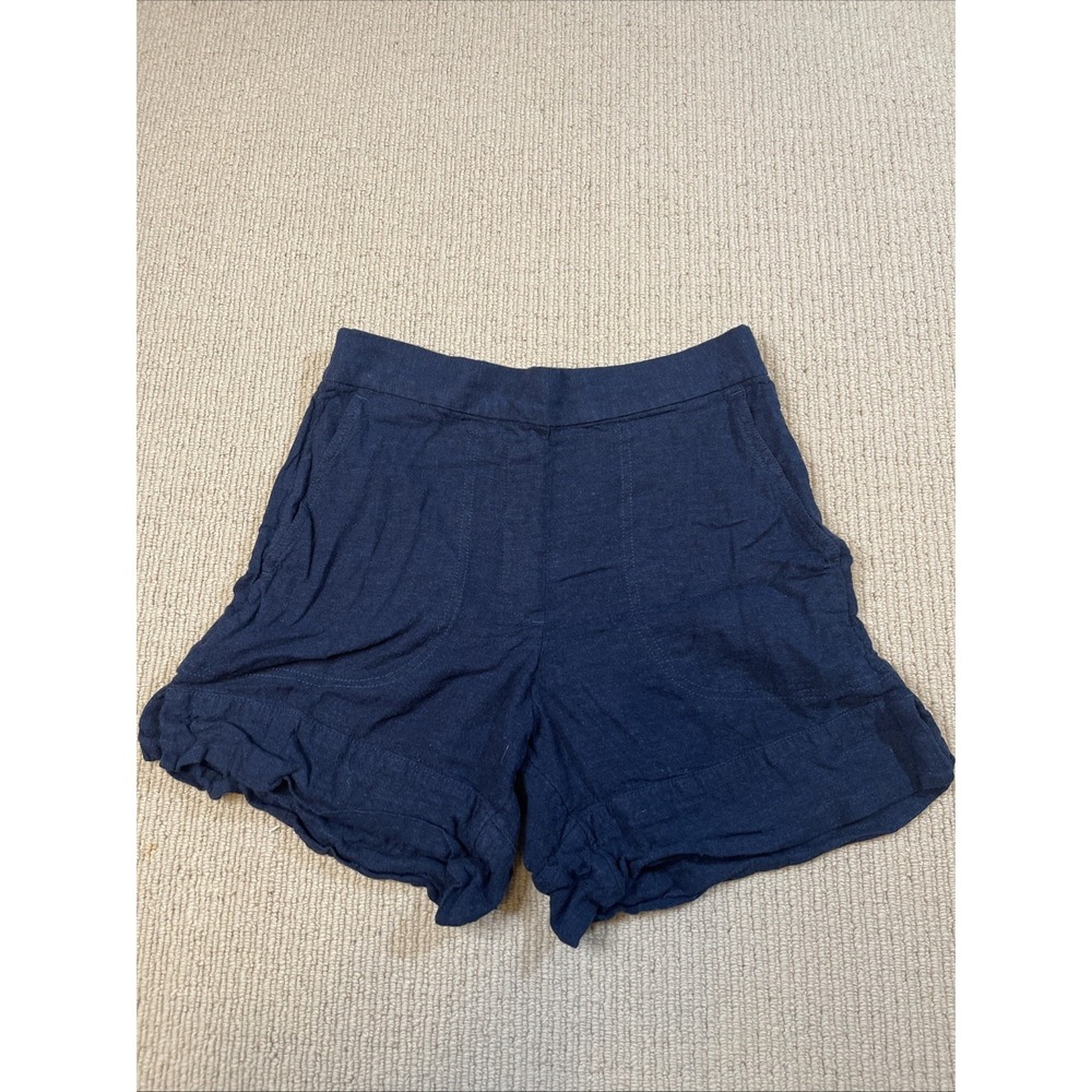 Banana Republic Women's XS Linen Blend High Rise Pull On Shorts Blue
